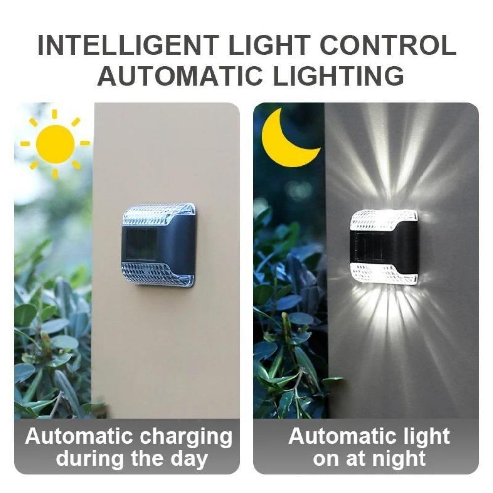 Светодиодные фонари на солнечных батареях Уличное садовое освещение Солнечный светильник для ступенек на террасе Лампа для солнечного света Декор для двора Солнечный светильник для сада Настенное освещение