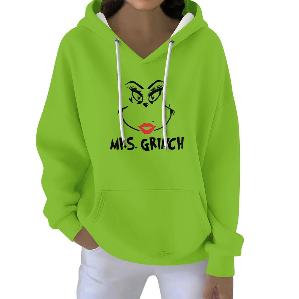 Christmas Hoodies For Women Funny Cute Printed Holiday Sweatshirt Winter Oversized Pullover Tops