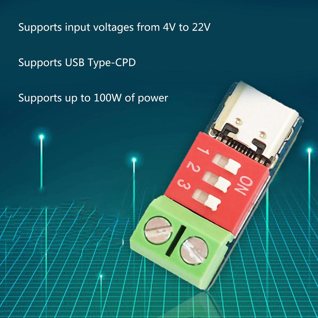 Плата-обманка для быстрой зарядки QC PD PDSink 5-20 В, модуль-обманка PD, штекер USB Type-C, разъем для зарядки, регулировка кодом набора