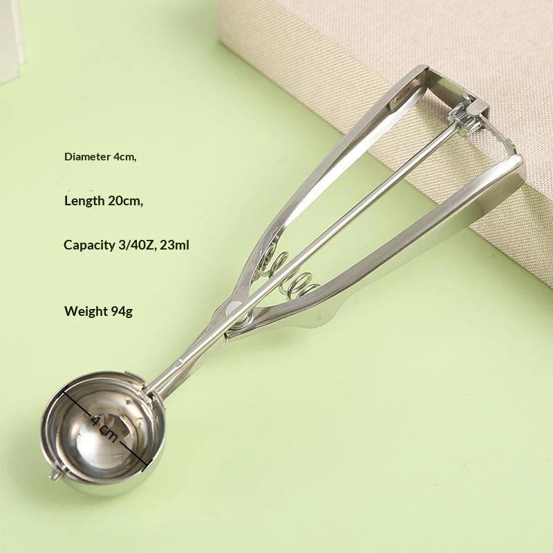 Ice Cream Scoop Food Grade Stainless Steel Spring Handle 3 Sizes Non-Stick for Kitchen Dessert Baking Party Use