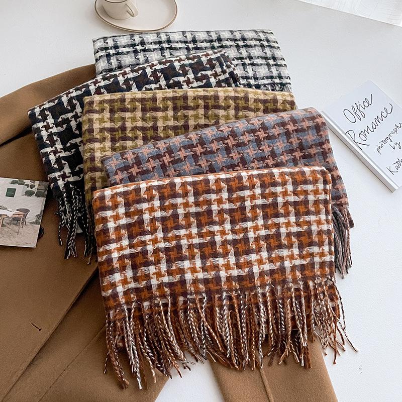 Print Logo Design Fluffy Double Sided Woven Cashmere Scarf Pashmina Shawl