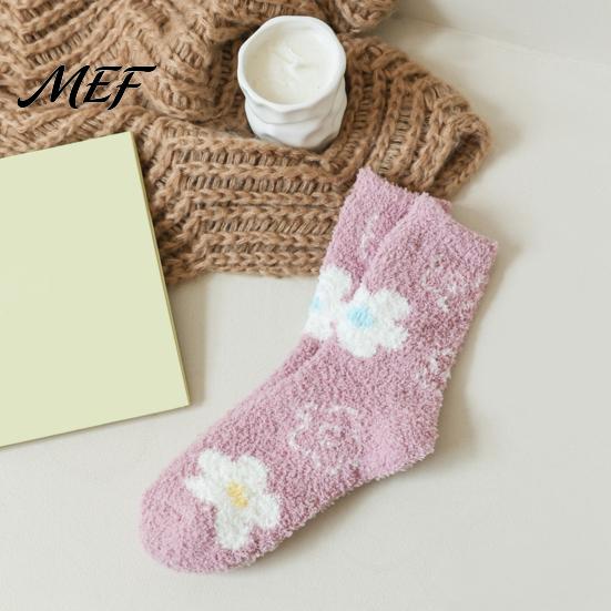 Comfortable Daily Wear Socks Coral Fleece for Women, Soft Thermal Crew with Non-Binding Winter Gift Cold Feet Top, Fuzzy Sleep Cute Prints Autumn