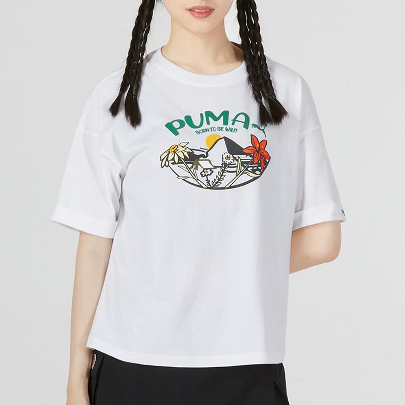 PUMA Drop Shoulder Sleeve T Shirt Women's White 536730-02