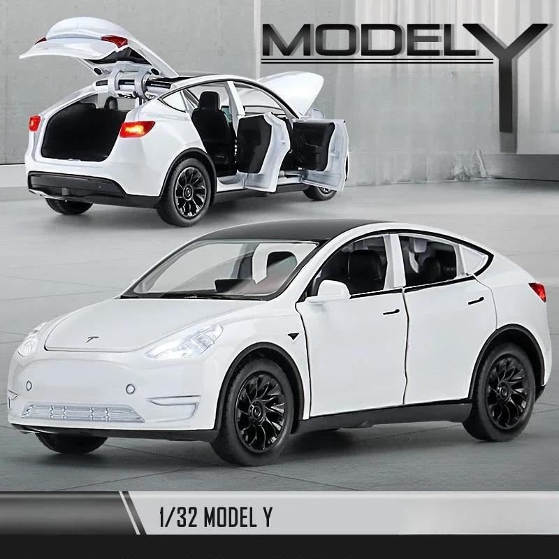1/32 Tesla Cybertruck Pickup Model S Model X Model Y Toy Car Diecast Metal Off Road Collection Pull Back Sound Light Gift Boy