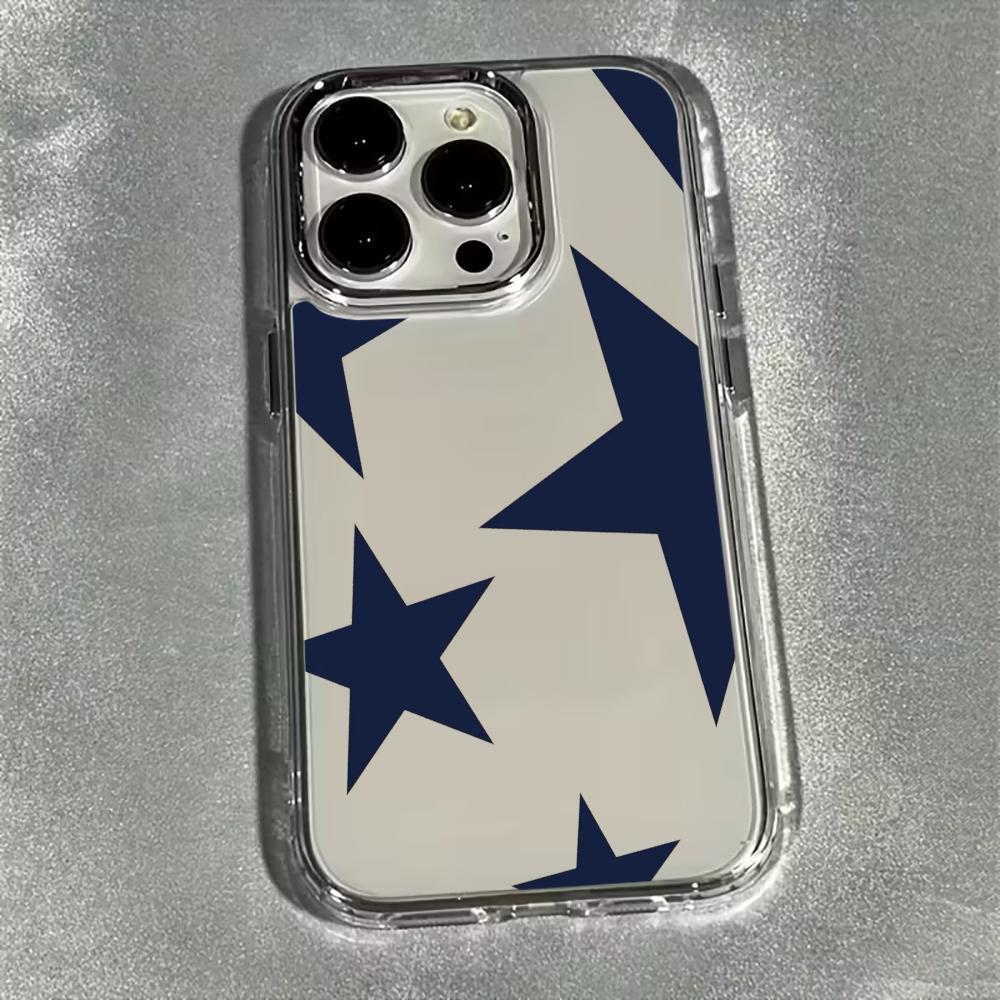 Чехол для телефона с узором из синих звезд, подходит для iPhone 17 16 15 14 13 12 11 Pro/Max/Plus, противоударная задняя крышка