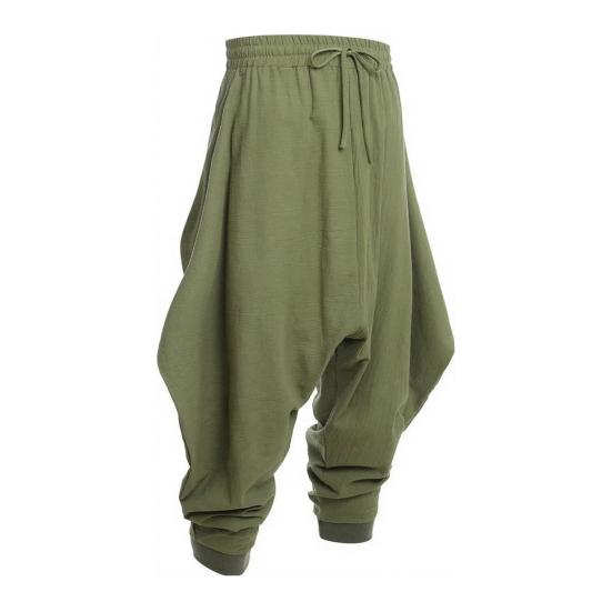 Мужские штаны-шаровары Повседневные с кулиской Свободные хлопковые штаны с заниженным шаговым швом для хиппи Уличная одежда Пляж