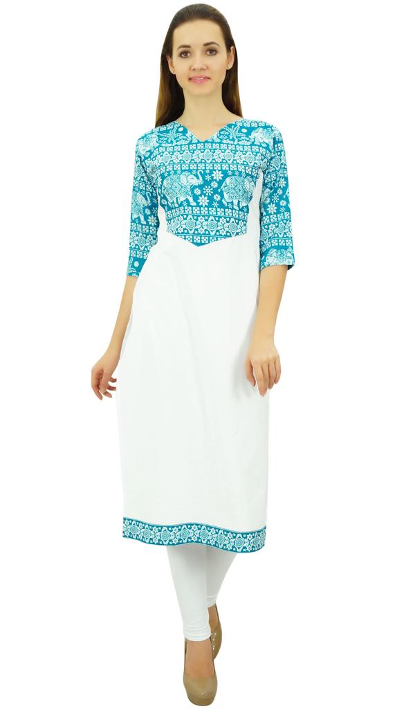 Phagun Женская хлопковая дизайнерская черная туника Kurta Ethnic с рукавами 3-4 Kurta-10