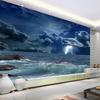 3D Океанские волны Фотообои Молния Темные облака Пейзаж Фреска Креативная гостиная Спальня Декор для дома