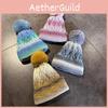 Color Gradient Beanie Knitted Cap Warm Winter Fashion Breathable Gift Hat