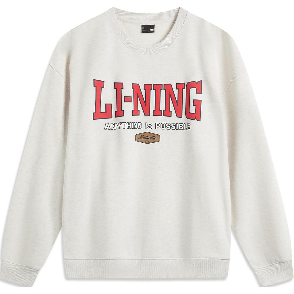 Li Ning Sports Lifestyle Series American High Street Retro Letter Round Neck Knitted Pullover Long Sleeve Sweatshirt Unisex Sweatshirt AWDV373-4