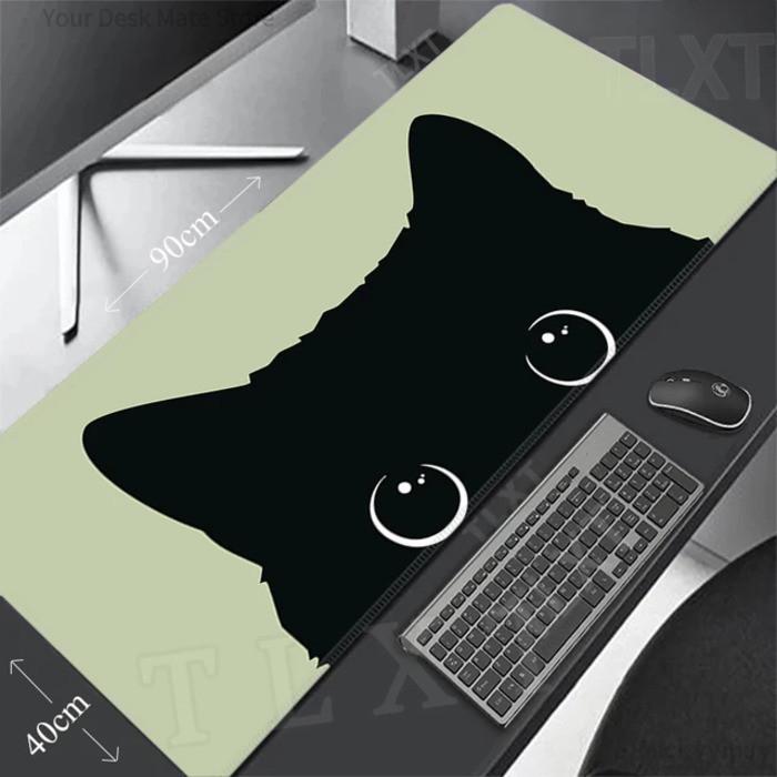 Cute Black Cat Silhouette Green Large Mouse Pad NonSlip AntiDirty Desk Mat Waterproof Keyboard Pad