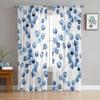 Blue Watercolor Leaves Tulle Curtains For Living Room Sheer Curtain For Bedroom Christmas Blinds Voile Curtains
