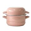 Эмалированная пароварка Fuji Enamel Mini-кастрюля с двумя ручками 18 см Все в розовом Многофункциональная Кипятить, Тушить, Готовить на пару, Жарить, Одна,