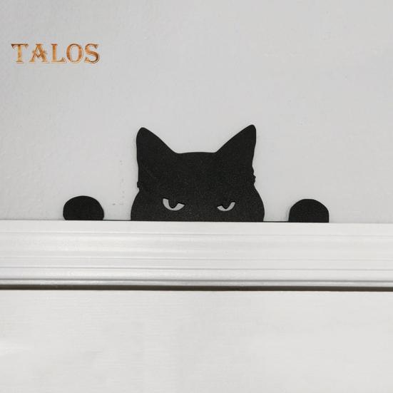 Металлическая накладка на дверь в виде кота, двусторонняя, декор на Хэллоуин, Рождество, кошечка, угловая рамка, настенный знак, винтажное жуткое украшение