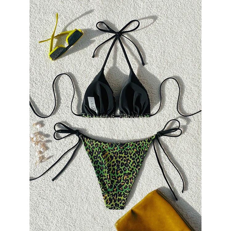 2025 Леопардовый Купальник Бикини на Шнуровке - Купальник в Европейском и Американском Стиле для Женщин