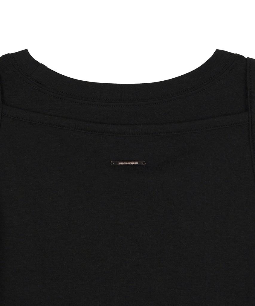 HARDCORE HAPPINESS Soft Layered Sleeveless T-Shirt_Black