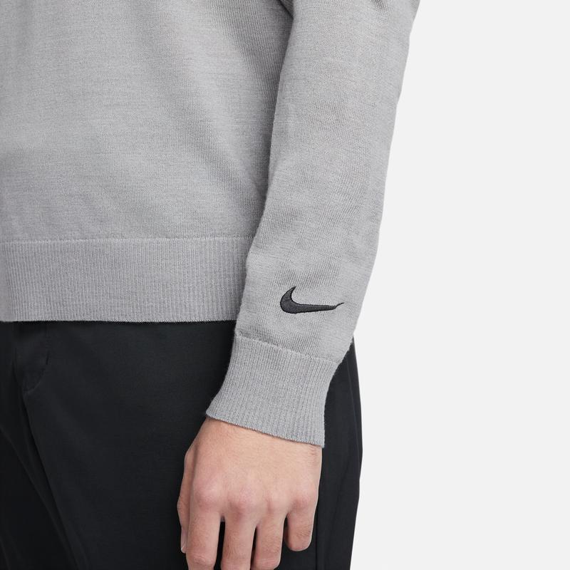 Nike Solid Color Golf Sweater With Crew Neck And Long Sleeves Men Tops Grey CU9783-003