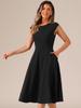 Allegra K Women's Cap Sleeve Office Dress, Elegant Nipped Waist, A-Line Dress, Black, Size S