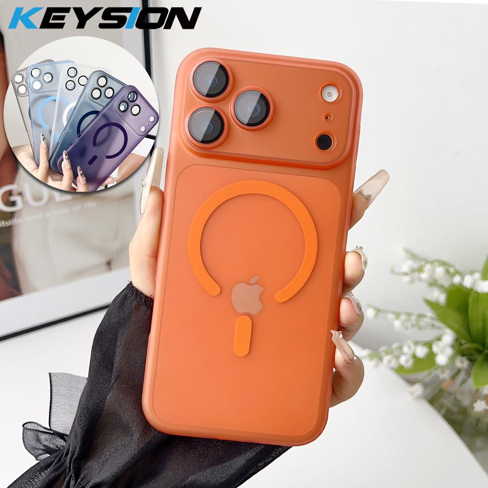 KEYSION Ультратонкий матовый прозрачный чехол для Magsafe для iPhone 13 14 15 Pro Max 15 Plus Магнитная беспроводная зарядка Задняя крышка