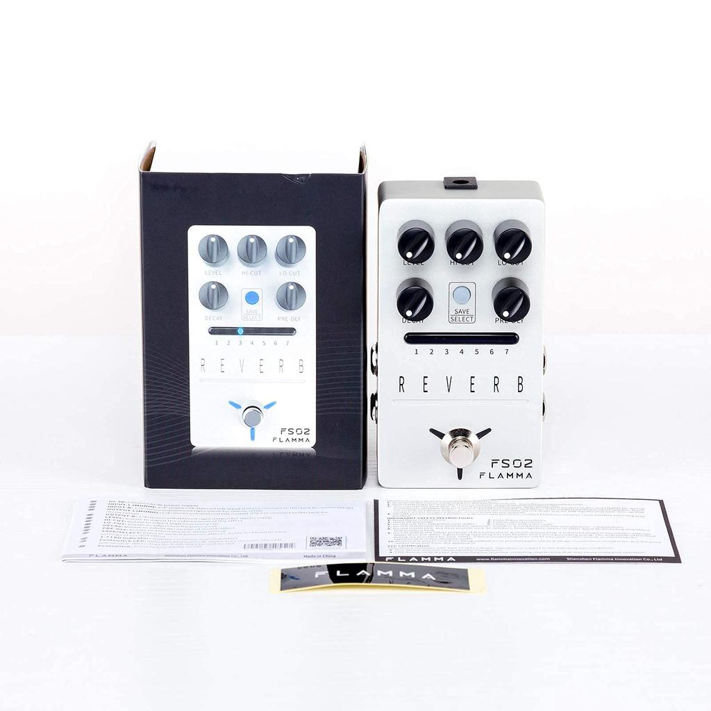 FLAMMA FS02 Digital Reverb Guitar Pedal 7 Classic Effects with Trail On Buffer Bypass Sliver Stereo Digital Reverb Effects Pedal
