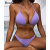 4 Colors Halter Brazilian Bikini Women Swimwear Female Swimsuit Two-pieces Bikini Set Bather Bathing Suit Swim Lady
