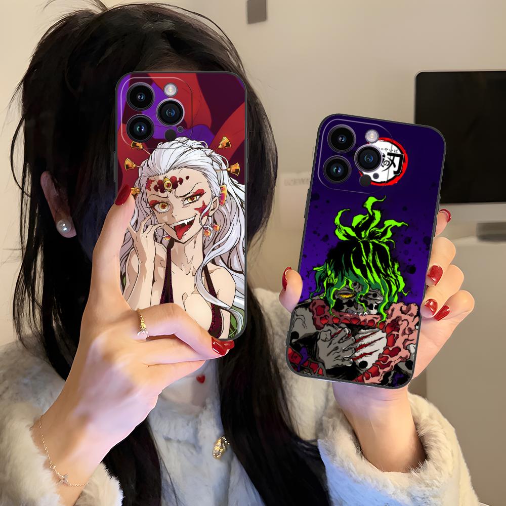 Demon Slayer Daki Gyutaro Phone Case for iPhone 16 15 14 13 12 11 X XR XS 8 7 Pro Max Plus Mini Black Cover Cellphones Pretty
