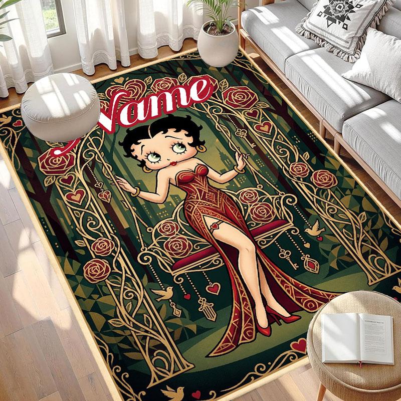 Custom Name Personalized Betty Boop Print Carpet, Versatile Home Decor Rug, for Playroom, Apartment, Balcony, Entryway, Hallway Gift
