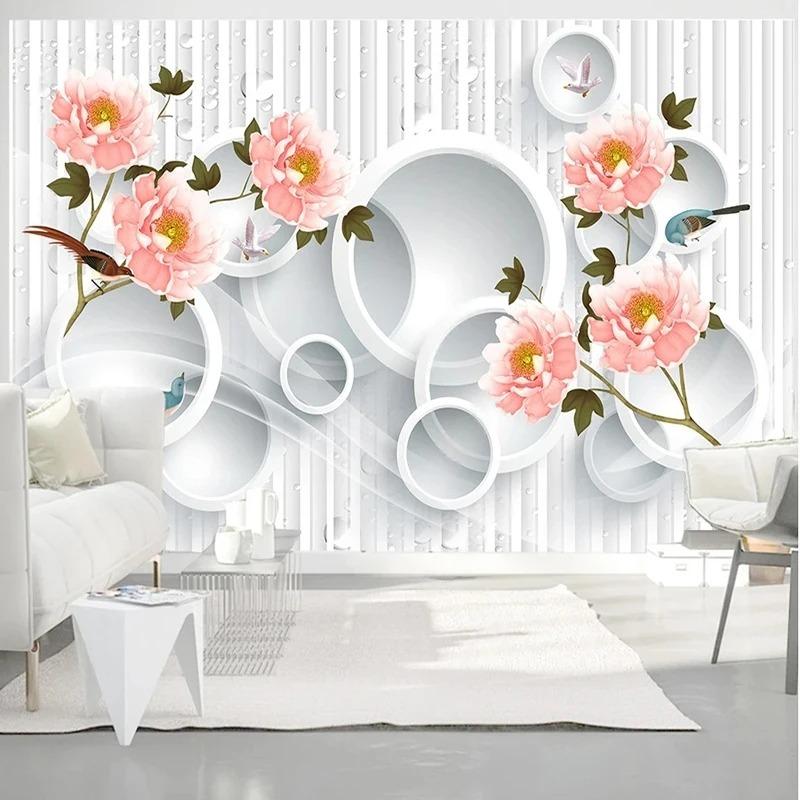 Современная Минималистская Фреска 3D Рельеф Цветы Настенная Фреска Абстрактное Искусство Обои Спальня Фотообои Декор