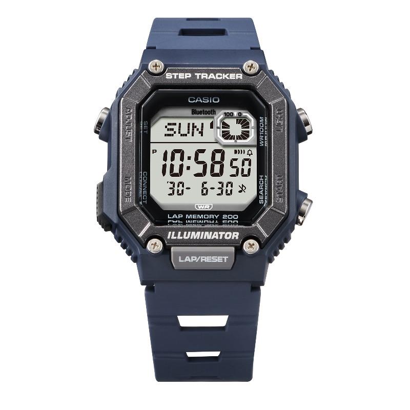 Casio Мужские цифровые кварцевые часы с будильником, водонепроницаемые до 100 м, из смолы WS-B1000-2AV