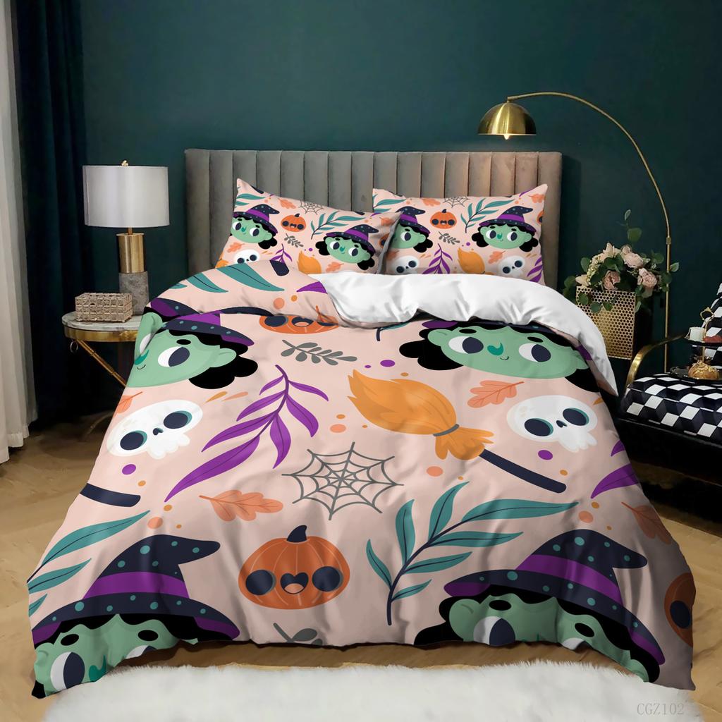 Holiday Halloween Three-Piece Digital Printing Quilt Cover Bedding