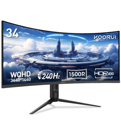 KOORUI G3441XC 34" Изогнутый игровой монитор – WQHD 3440×1440 – 240 Гц – VA – 1500R – HDR400 – 1 мс MPRT – 4000:1 Контраст – HDMI 2.1 и DP 1.4