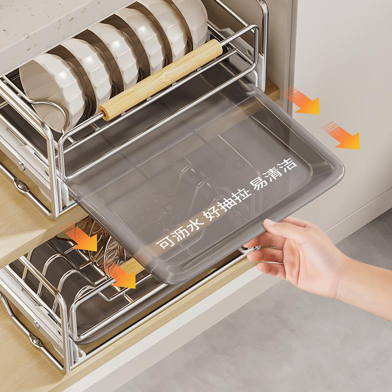 Выдвижная сушилка для посуды из нержавеющей стали, сушилка для посуды, выдвижные миски, сушилка для посуды, полка для хранения, органайзер для шкафа для раковины