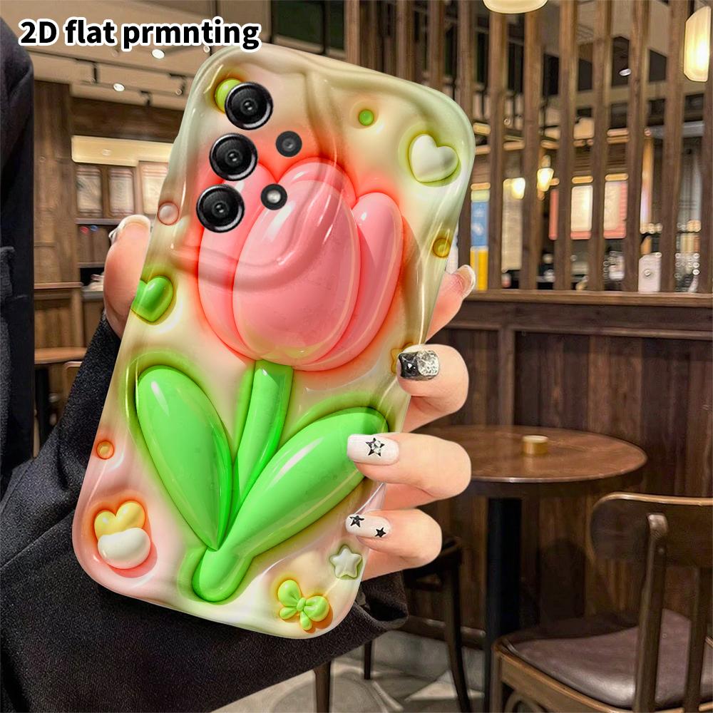 Чехол для телефона: 2D плоский, подходит для Samsung Galaxy A34 A35 M05 M06 S20 S22 S21 FE Plus 5G защитный чехол, розовый тюльпан, идеальный Рождественский и Хэллоуинский h