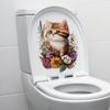 Мультфильм милый акварельный кот наклейка наклейки ванная комната украшение крышки унитаза водостойкая наклейка на стену