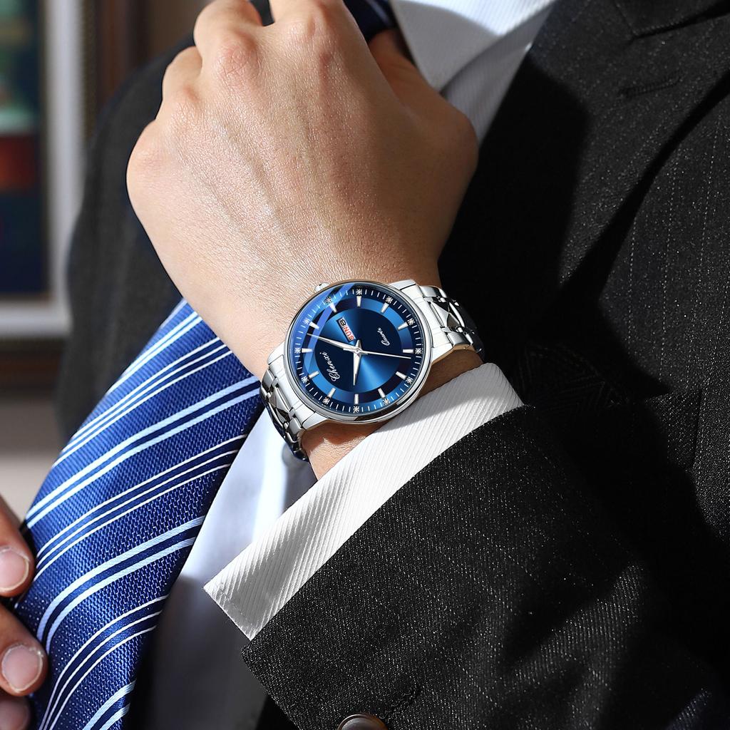 Men's Calendar Night Light Waterproof Watch Double Calendar Dial Fashionable Trendy Quartz Watch