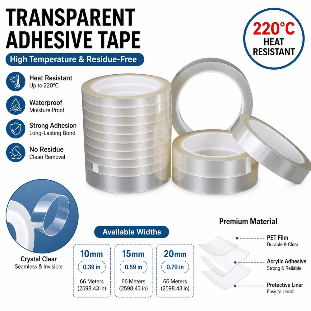 High Tack Adhesive Tape 10mm Width Warning Marking Tape New Transparent Tape Desktop Use