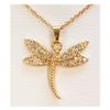[R8132] — Дизайнерское колье «Стрекоза» золотисто-белого цвета — 25x25 мм