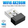 WIFI 6 AX286 Mini USB Card 2.4Ghz 286Mbps 802.11AX Драйвер Бесплатный USB 2.0 Dongle Беспроводной сетевой адаптер для ноутбука