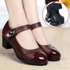 Fashion Designer Pumps Office Ladies Shoes Women Midi Heels Leather Shoes Plus Size