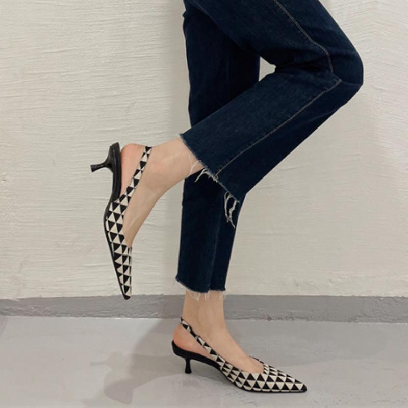 Модные женские босоножки с острым носком 2024 года, новые летние туфли на тонком высоком каблуке с эластичным ремешком, женские мюли для вечеринок