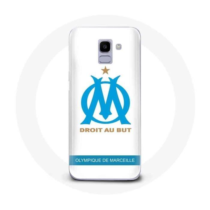 Coque pour Samsung Galaxy A6 2018 Olympique de Marseille Logo Fond Blanc