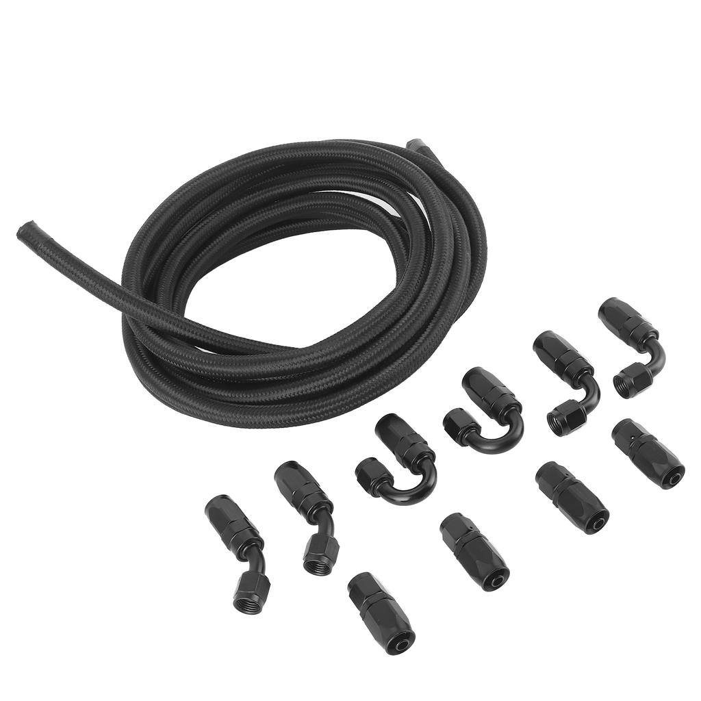 5meters Oil Fuel Hose Line AN6?6AN Fitting Stainless Steel Nylon Braided Straight 45 Degrees  90 Degrees  180 Degrees  End