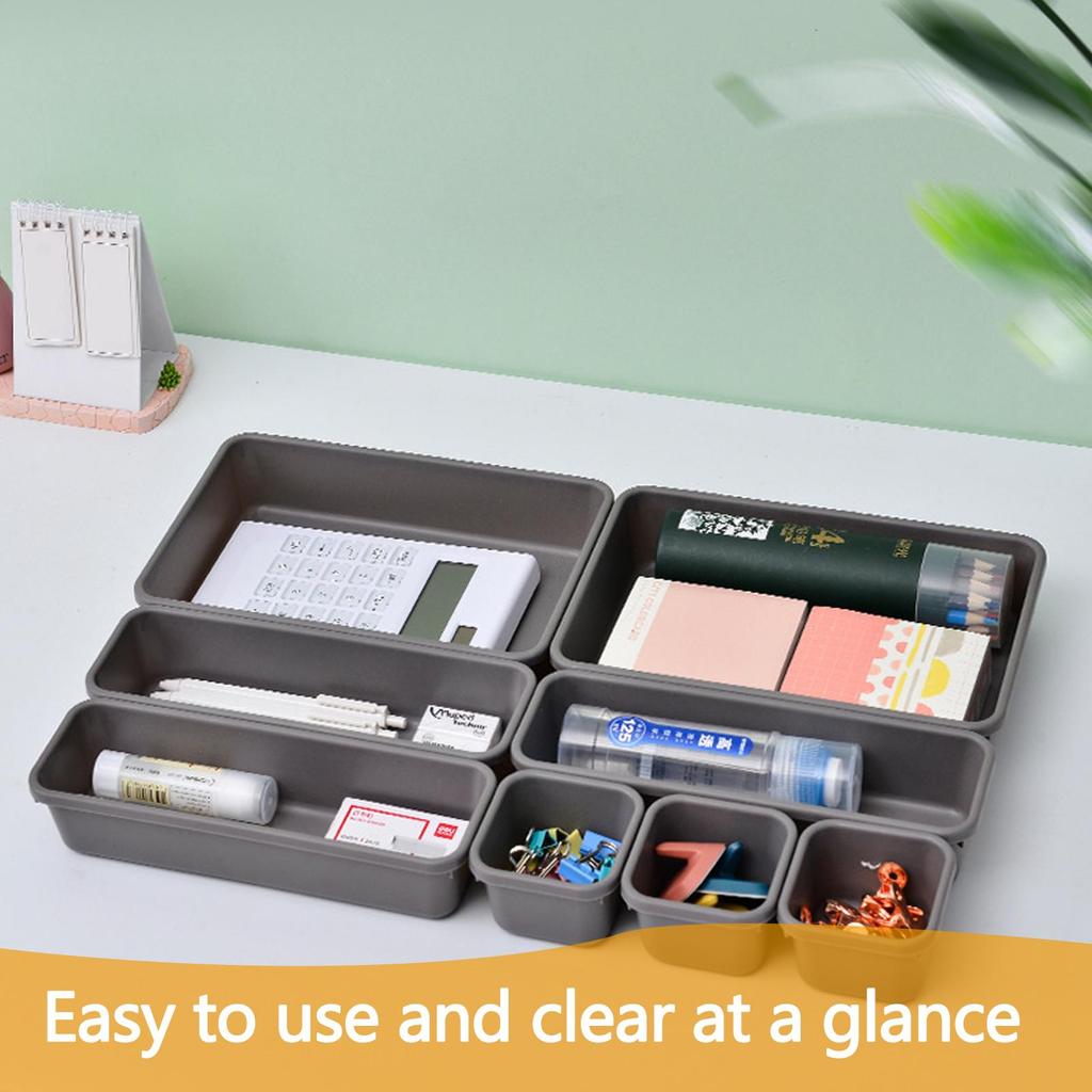 Drawer Organiser, Interlocking Drawer Dividers Plastic Storage Trays,8Pcs 3 Sizes Uncluttered Storage Drawer Tidy Trays Dividers