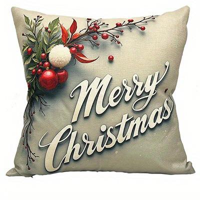 Home Decor Merry Christmas & Pine Tree Pattern Pillows Pattern Cushion Cover Suitable For Sofa Bedroom Car Pillow Cover