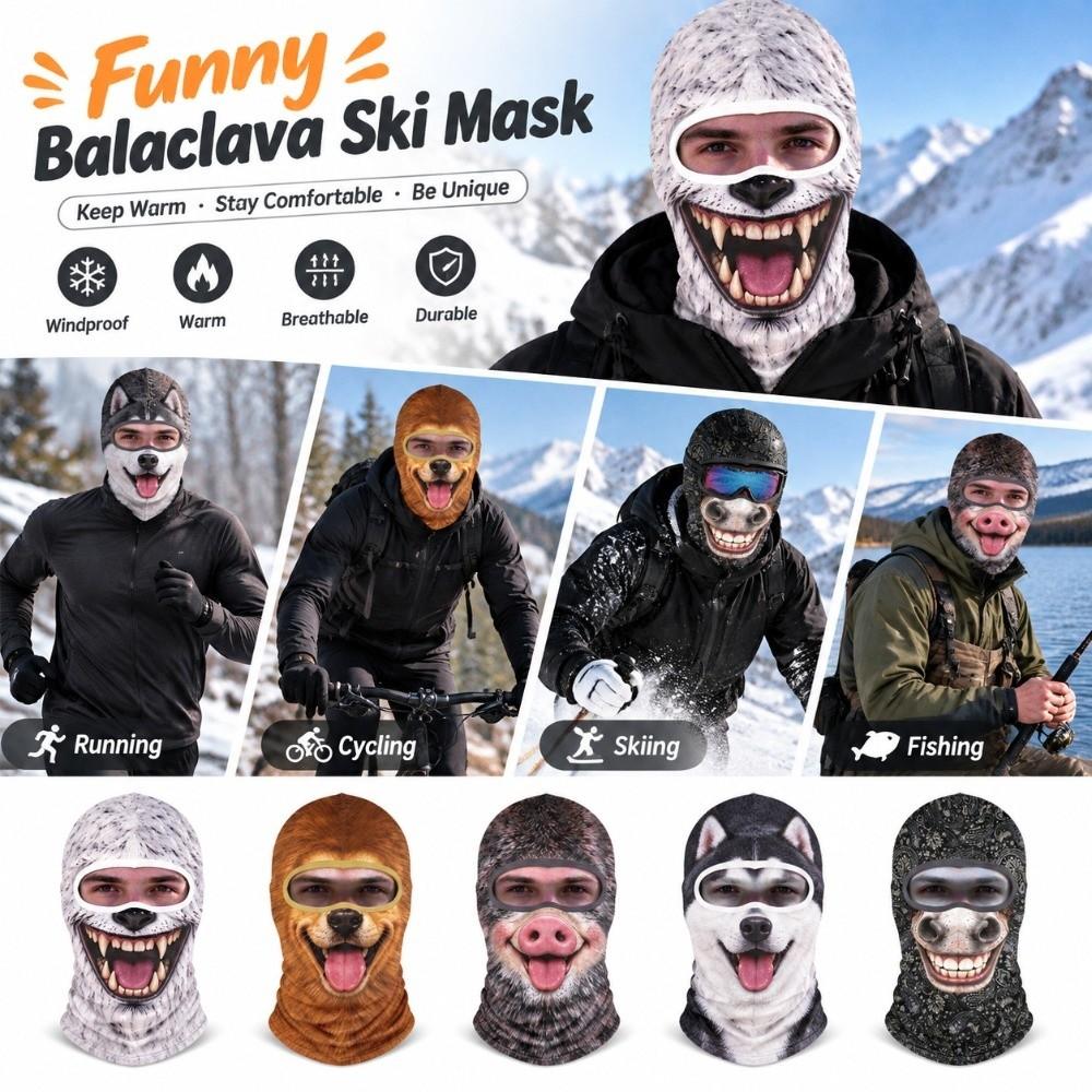 Windproof Balaclava Ski Mask 3D Printed Neck Gaiter Novelty Face Cover Skiing