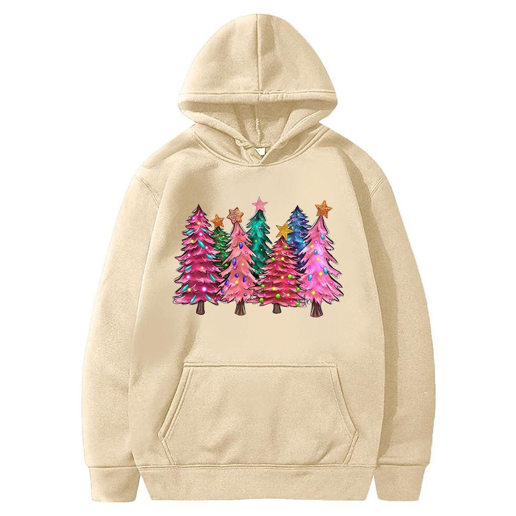 Женские толстовки с круглым вырезом, длинным рукавом, рождественским принтом, однотонная толстовка с капюшоном