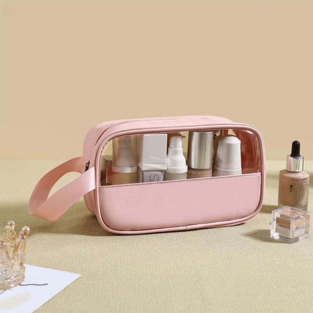 with Handle Travel Cosmetic Bag Transparent Women Wash Pack Portable Toiletry Pouch Makeup
