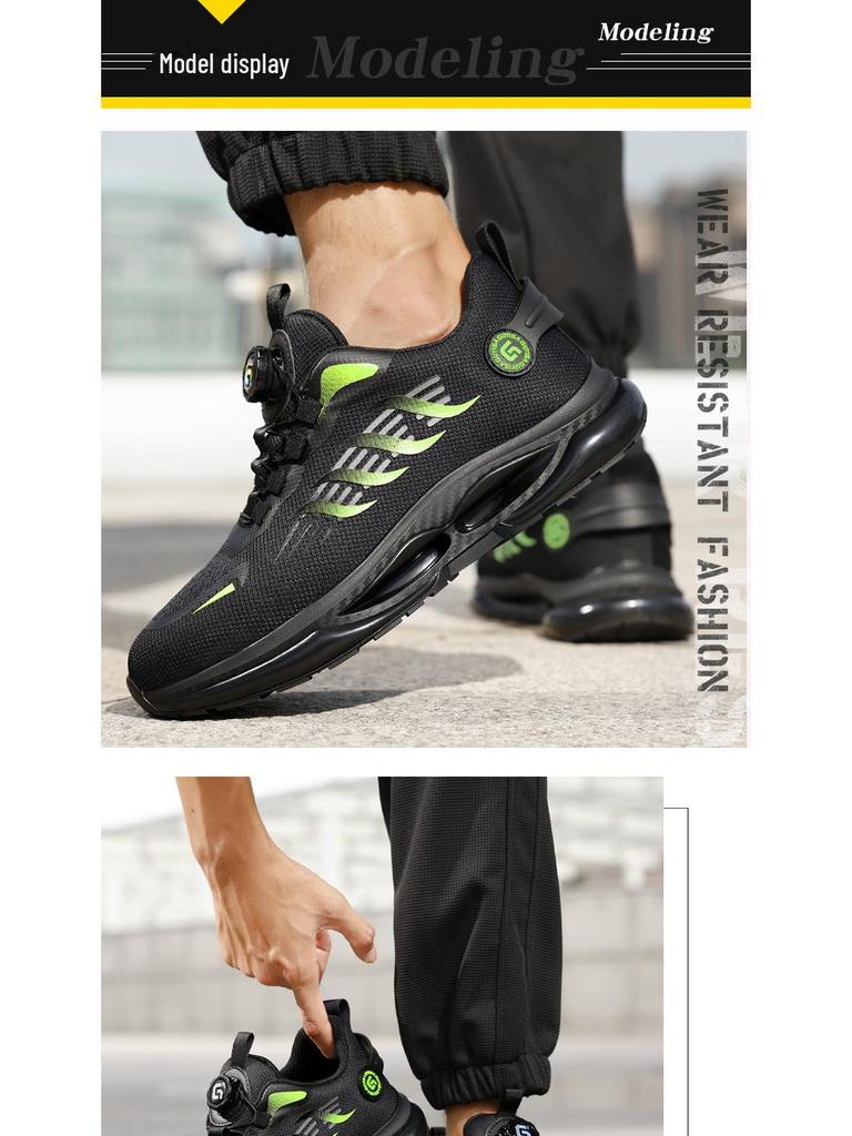 Мужские легкие защитные ботинки со стальным носком — защита от ударов и проколов, вращающаяся пряжка для осенне-зимних строительных работ