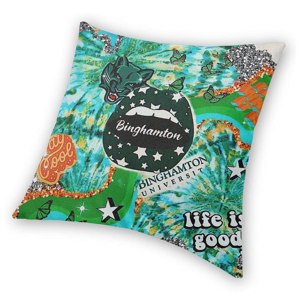 Binghamton Life Is Good Square Pillowcase Polyester Linen Velvet Pattern Zip Decor Home Cushion Case