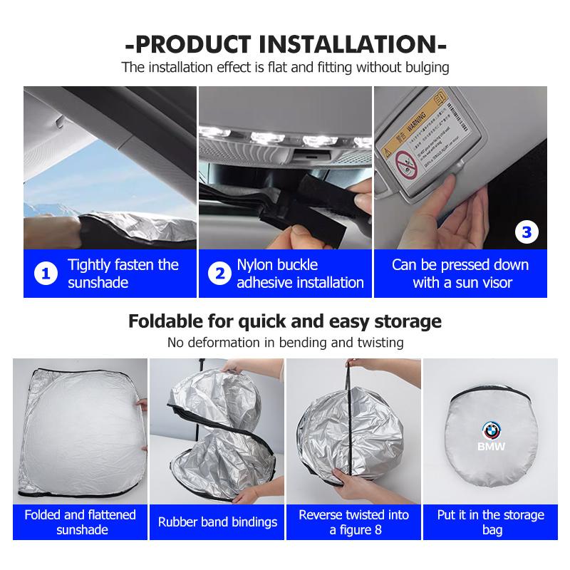 BEKV7 Universal Car Front Windshield Winter Snow Shield Summer Sun Visor For BMW 1 3 4 5 6 7 Series M X1 X3 Alpina G20 F20